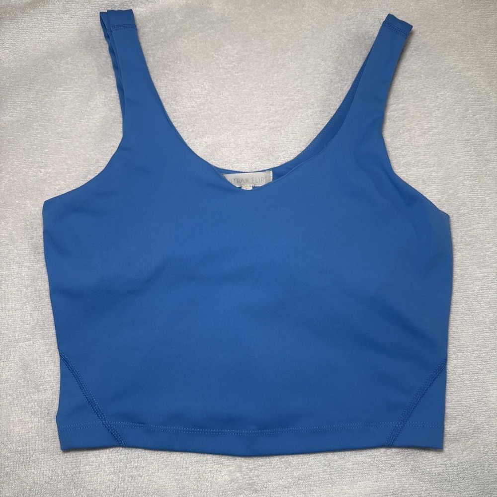 Crop Tank S Blue Athletic Activewear Scoop Neck Workout Yoga Cami Top